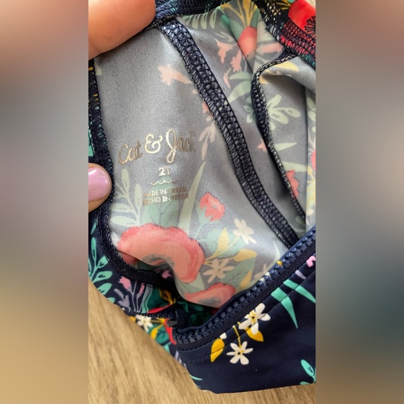 Cat and Jack One Piece Swimsuit, Navy with Floral Print - 2T - Picture 8 of 8